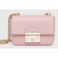 δερμάτινη τσάντα furla χρώμα: ροζ 100% φυσικό δέρμα