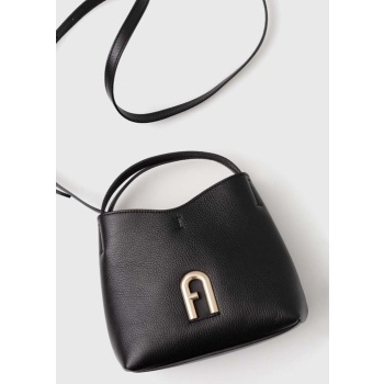 δερμάτινη τσάντα furla χρώμα μαύρο κύριο υλικό 100%