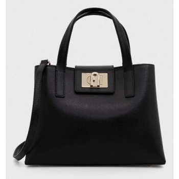 δερμάτινη τσάντα furla χρώμα μαύρο 100% φυσικό δέρμα