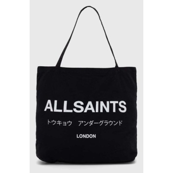 τσάντα allsaints χρώμα μαύρο 50% βαμβάκι, 50% οργανικό