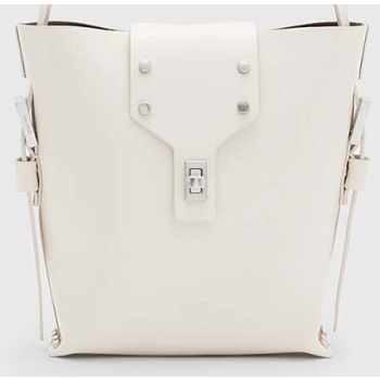 δερμάτινη τσάντα allsaints miro χρώμα άσπρο 100% φυσικό