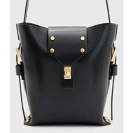 δερμάτινη τσάντα allsaints miro χρώμα: μαύρο 100% φυσικό δέρμα