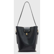 δερμάτινη τσάντα allsaints miro χρώμα: μαύρο 100% φυσικό δέρμα