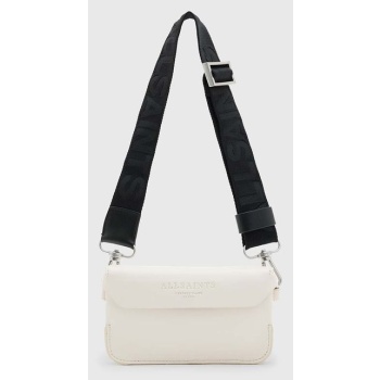 δερμάτινη τσάντα allsaints zoe χρώμα άσπρο φυσικό δέρμα