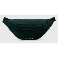 τσάντα φάκελος tommy hilfiger χρώμα: πράσινο 100% πολυεστέρας