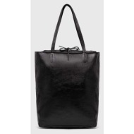 δερμάτινη τσάντα answear lab χρώμα: μαύρο 100% φυσικό δέρμα