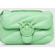 δερμάτινη τσάντα pinko χρώμα: πράσινο φυσικό δέρμα