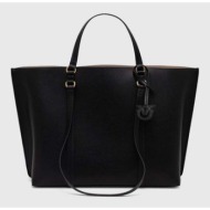 δερμάτινη τσάντα pinko χρώμα: μαύρο κύριο υλικό: 100% φυσικό δέρμα