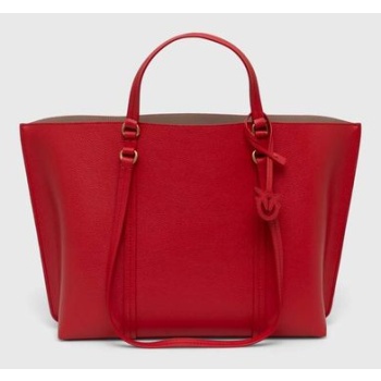 δερμάτινη τσάντα pinko χρώμα κόκκινο κύριο υλικό 100%