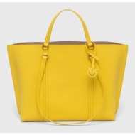 δερμάτινη τσάντα pinko χρώμα: κίτρινο κύριο υλικό: 100% φυσικό δέρμα