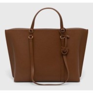 δερμάτινη τσάντα pinko χρώμα: καφέ κύριο υλικό: 100% φυσικό δέρμα