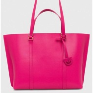 δερμάτινη τσάντα pinko χρώμα: ροζ κύριο υλικό: 100% φυσικό δέρμα