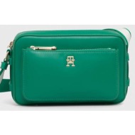 τσάντα tommy hilfiger χρώμα: πράσινο 100% poliuretan