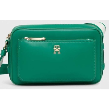 τσάντα tommy hilfiger χρώμα πράσινο 100% poliuretan
