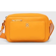 τσάντα tommy hilfiger χρώμα: πορτοκαλί 100% poliuretan