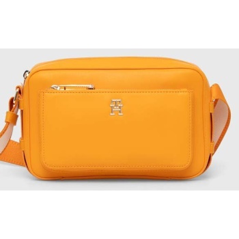 τσάντα tommy hilfiger χρώμα πορτοκαλί 100% poliuretan