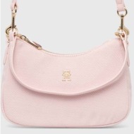 τσάντα tommy hilfiger χρώμα: ροζ 95% ανακυκλωμένος πολυεστέρας, 5% poliuretan