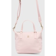τσάντα tommy hilfiger χρώμα: ροζ 95% ανακυκλωμένος πολυεστέρας, 5% poliuretan