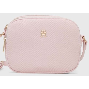 τσάντα tommy hilfiger χρώμα ροζ υφαντικό υλικό
