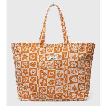 βαμβακερή τσάντα billabong χρώμα πορτοκαλί 100% βαμβάκι