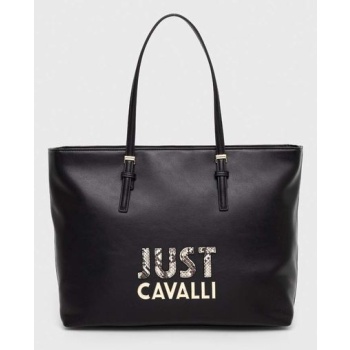 τσάντα just cavalli χρώμα μαύρο κύριο υλικό 100%