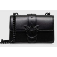 δερμάτινη τσάντα pinko χρώμα: μαύρο 100% φυσικό δέρμα