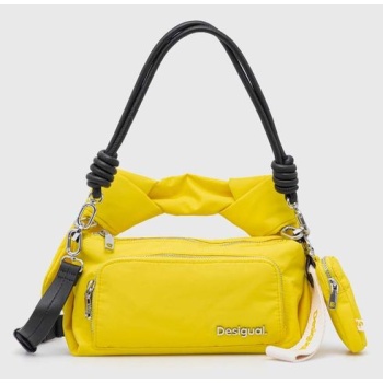 τσάντα desigual χρώμα κίτρινο κύριο υλικό 100%