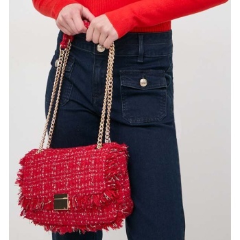 τσάντα morgan 2tweed χρώμα κόκκινο 2tweed υλικό 1 100%