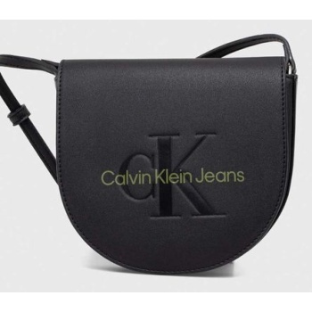 τσάντα calvin klein jeans χρώμα μαύρο 100% poliuretan