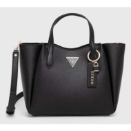 τσάντα guess χρώμα: μαύρο 100% pu - πολυουρεθάνη