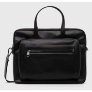 τσάντα φορητού υπολογιστή calvin klein χρώμα: μαύρο 51% ανακυκλωμένος πολυεστέρας, 49% poliuretan