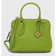 δερμάτινη τσάντα tory burchmini pebbled swing χρώμα: πράσινο 155619.300 φυσικό δέρμα