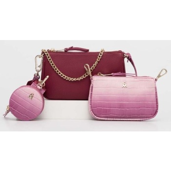 τσάντα steve madden bamanza χρώμα ροζ κύριο υλικό 100%