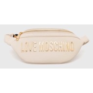 τσάντα φάκελος love moschino χρώμα: μπεζ 100% poliuretan