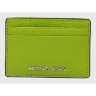δερμάτινη θήκη για κάρτες michael michael kors χρώμα: πορτοκαλί 100% φυσικό δέρμα