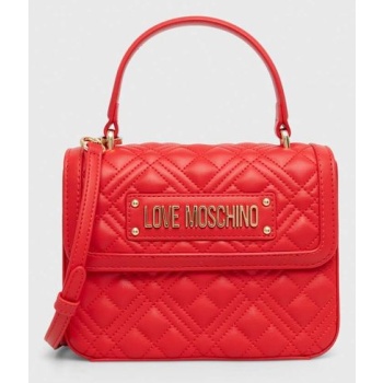 τσάντα love moschino χρώμα κόκκινο συνθετικό ύφασμα