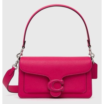 δερμάτινη τσάντα coach tabby shoulder bag 26 χρώμα ροζ