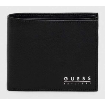 δερμάτινο πορτοφόλι guess ανδρικά, χρώμα μαύρο κύριο