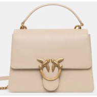 δερμάτινη τσάντα pinko χρώμα: μπεζ, 100066 a0f1