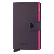 δερμάτινο πορτοφόλι secrid miniwallet matte dark purple-fuchsia χρώμα: μοβ αλουμίνιο, φυσικό δέρμα