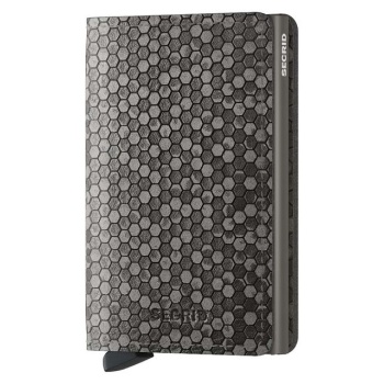 δερμάτινο πορτοφόλι secrid slimwallet hexagon grey χρώμα