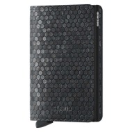 δερμάτινο πορτοφόλι secrid slimwallet hexagon black χρώμα: μαύρο αλουμίνιο, φυσικό δέρμα