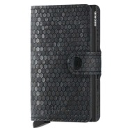 δερμάτινο πορτοφόλι secrid miniwallet hexagon black χρώμα: μαύρο αλουμίνιο, φυσικό δέρμα