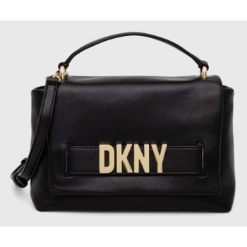 δερμάτινη τσάντα dkny χρώμα μαύρο κύριο υλικό 100% φυσικό