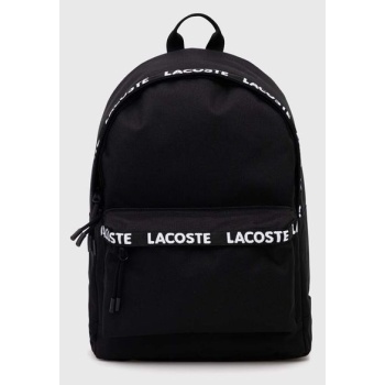 σακίδιο πλάτης lacoste χρώμα μαύρο 100% πολυεστέρας