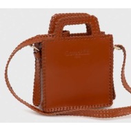 δερμάτινη τσάντα lovechild χρώμα: καφέ 100% φυσικό δέρμα