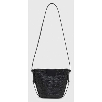 τσάντα allsaints ebro straw crossbody χρώμα μαύρο, wb580y