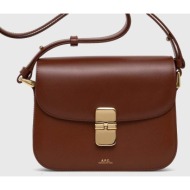 δερμάτινη τσάντα a.p.c. sac grace small χρώμα: καφέ f30 φόδρα: 100% βαμβάκι