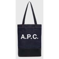 τσάντα a.p.c. tote axel χρώμα: ναυτικό μπλε, coddp-m61444 98% βαμβάκι, 2% σπαντέξ