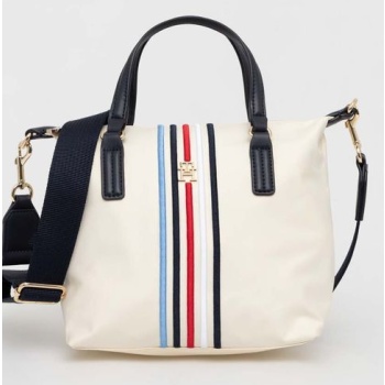 τσάντα tommy hilfiger χρώμα μπεζ, aw0aw15986 90%